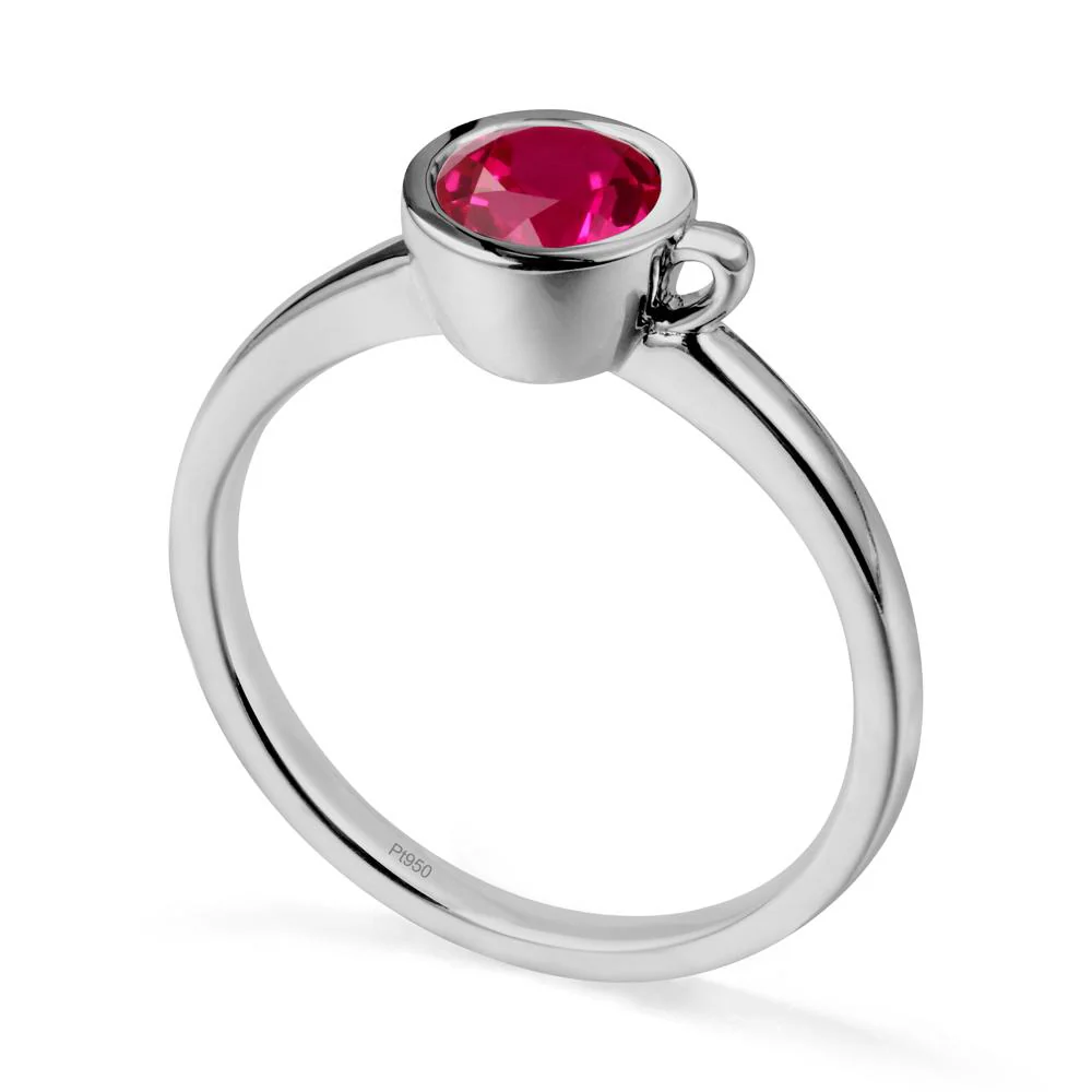 Unique Bezel Solitaire Ruby Ring