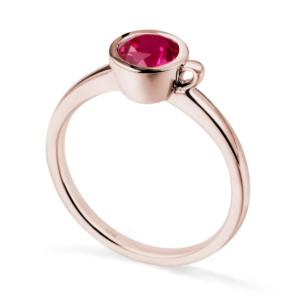 Unique Bezel Solitaire Ruby Ring - Image 2