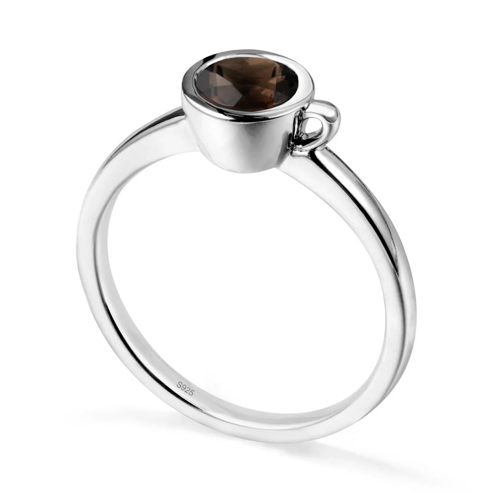 Unique Bezel Solitaire Smoky Quartz Ring