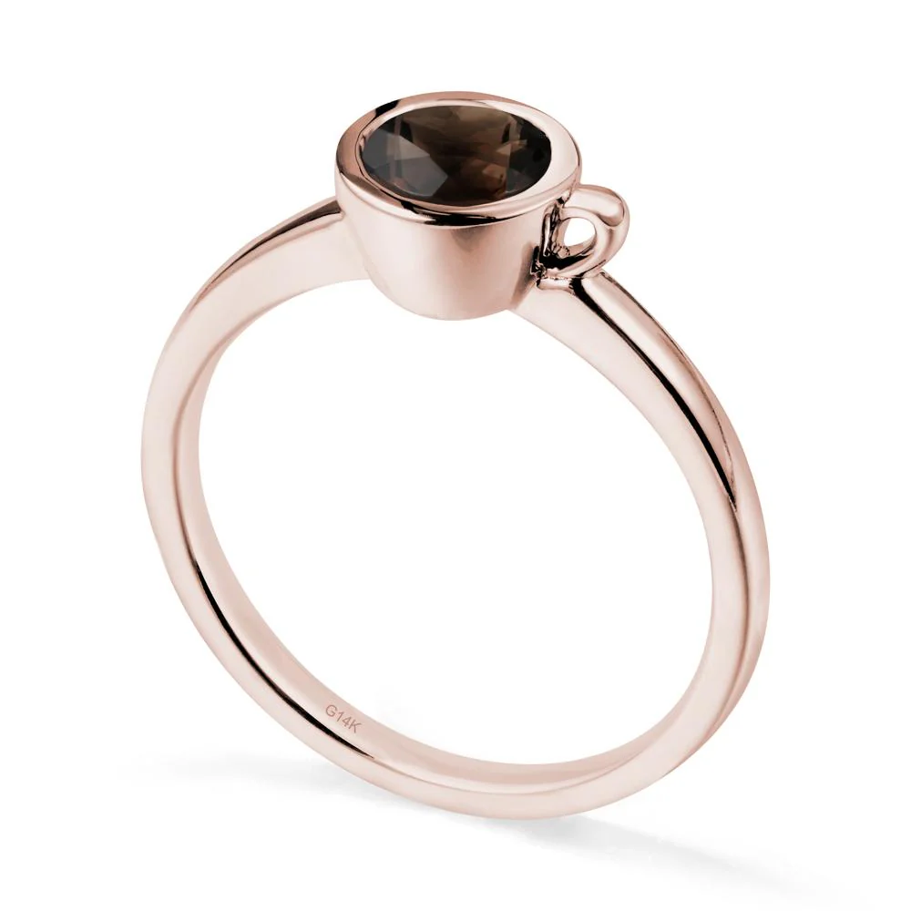 Unique Bezel Solitaire Smoky Quartz Ring - Image 2