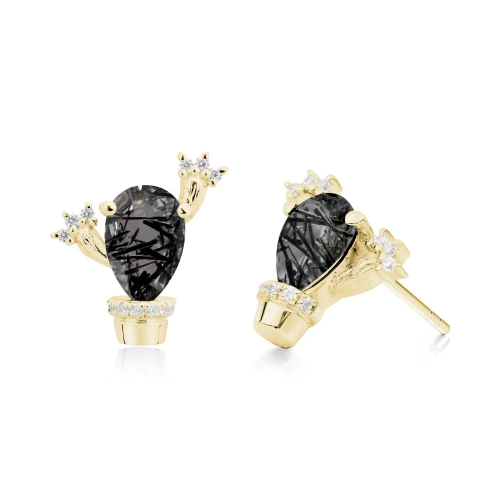 Unique Black Rutilated Quartz Stud Earrings - Image 8