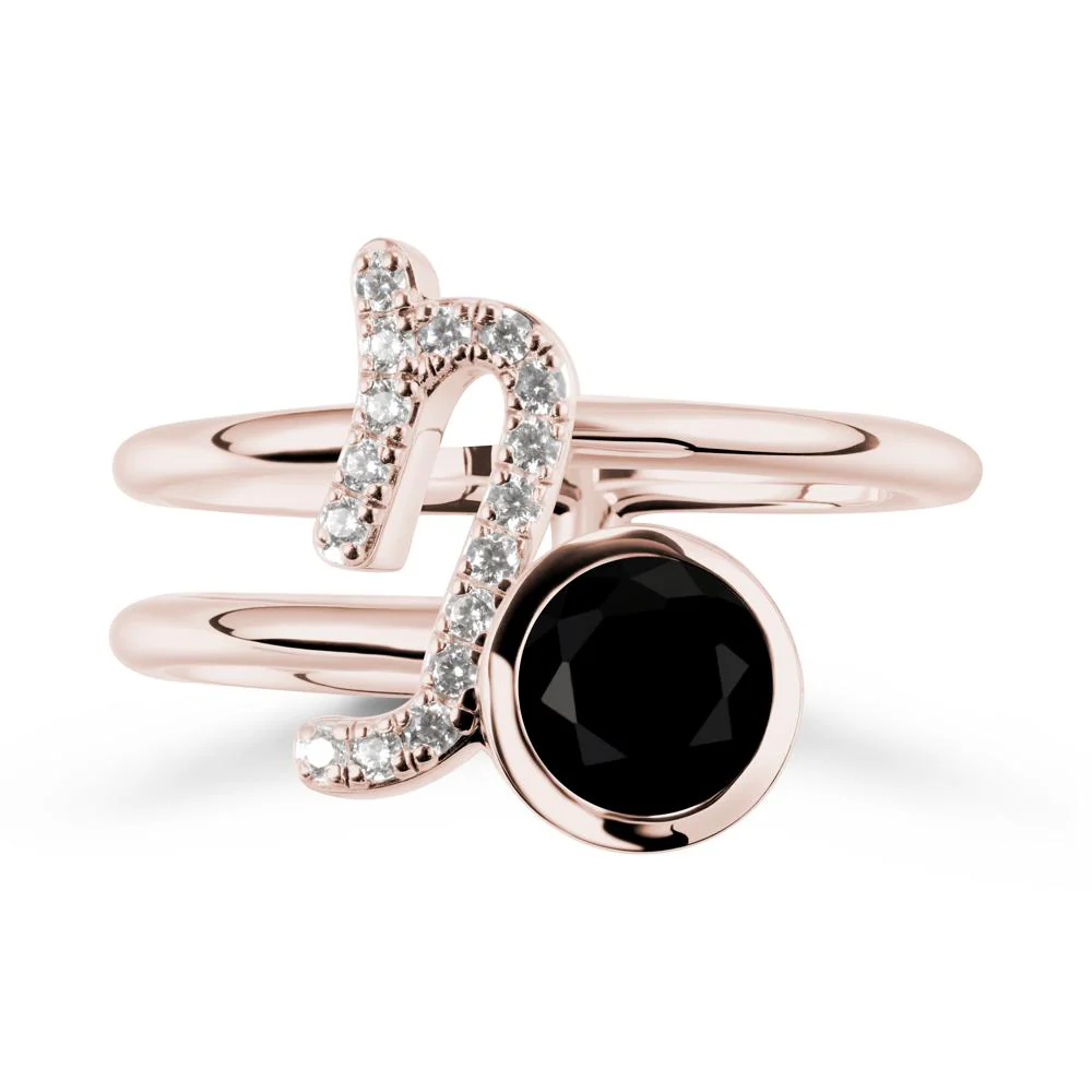 Unique Black Spinel Capricorn Zodiac Ring -Steadfast & Enduring - Image 2