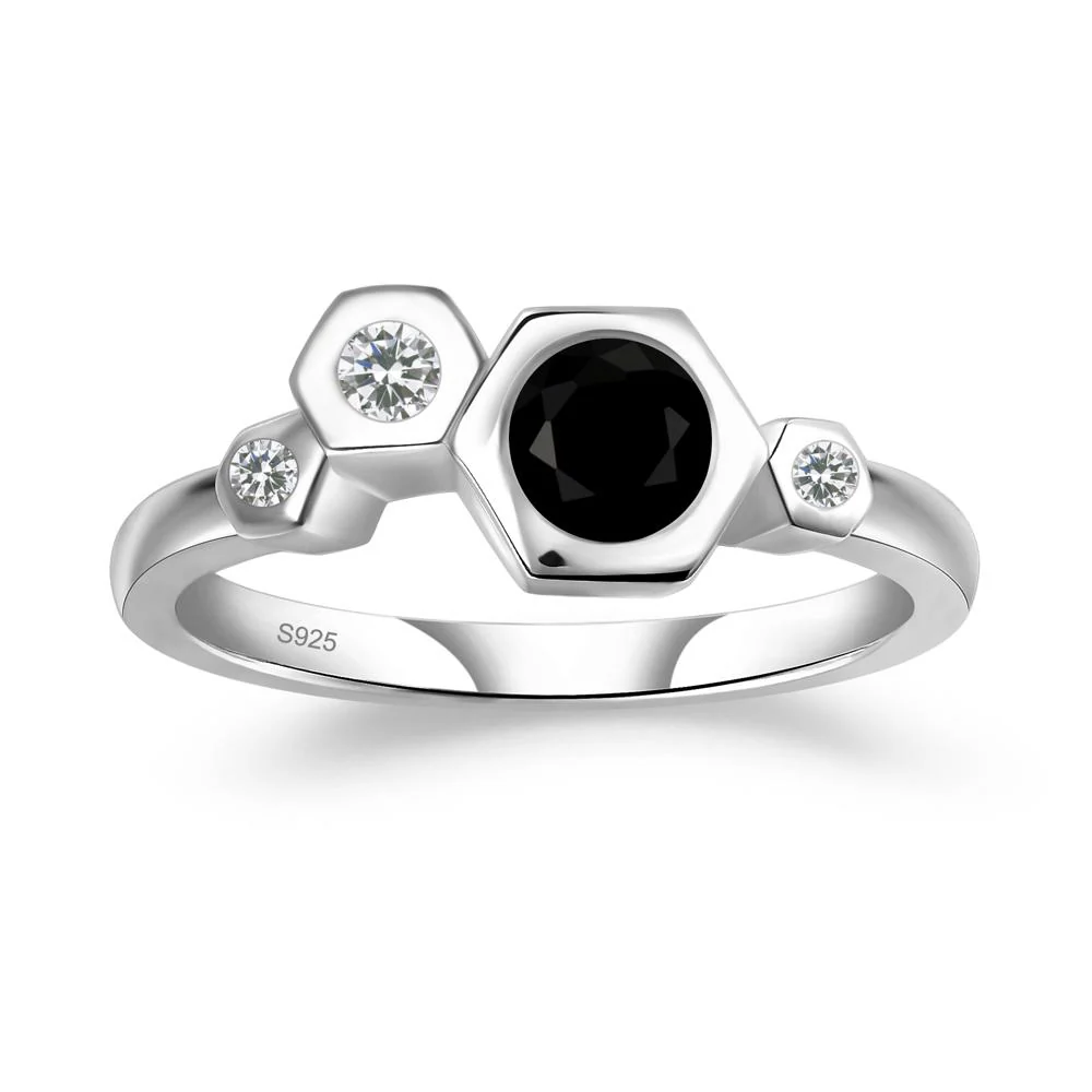 Unique Black Spinel Constellation Ring