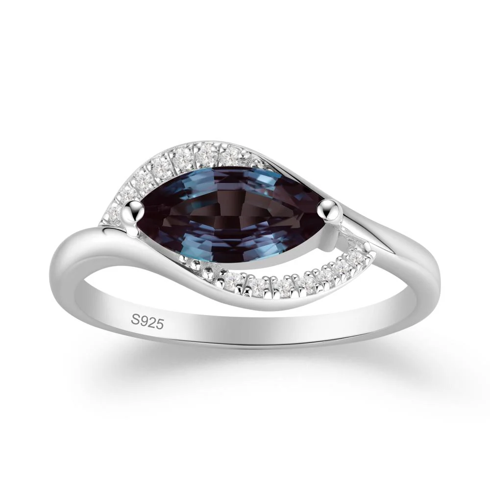 Unique Bypass Alexandrite Engagement Ring