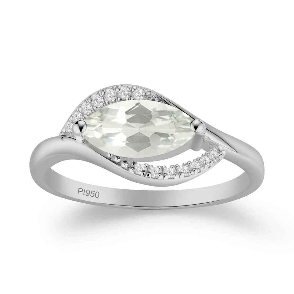 Unique Bypass Green Amethyst Engagement Ring