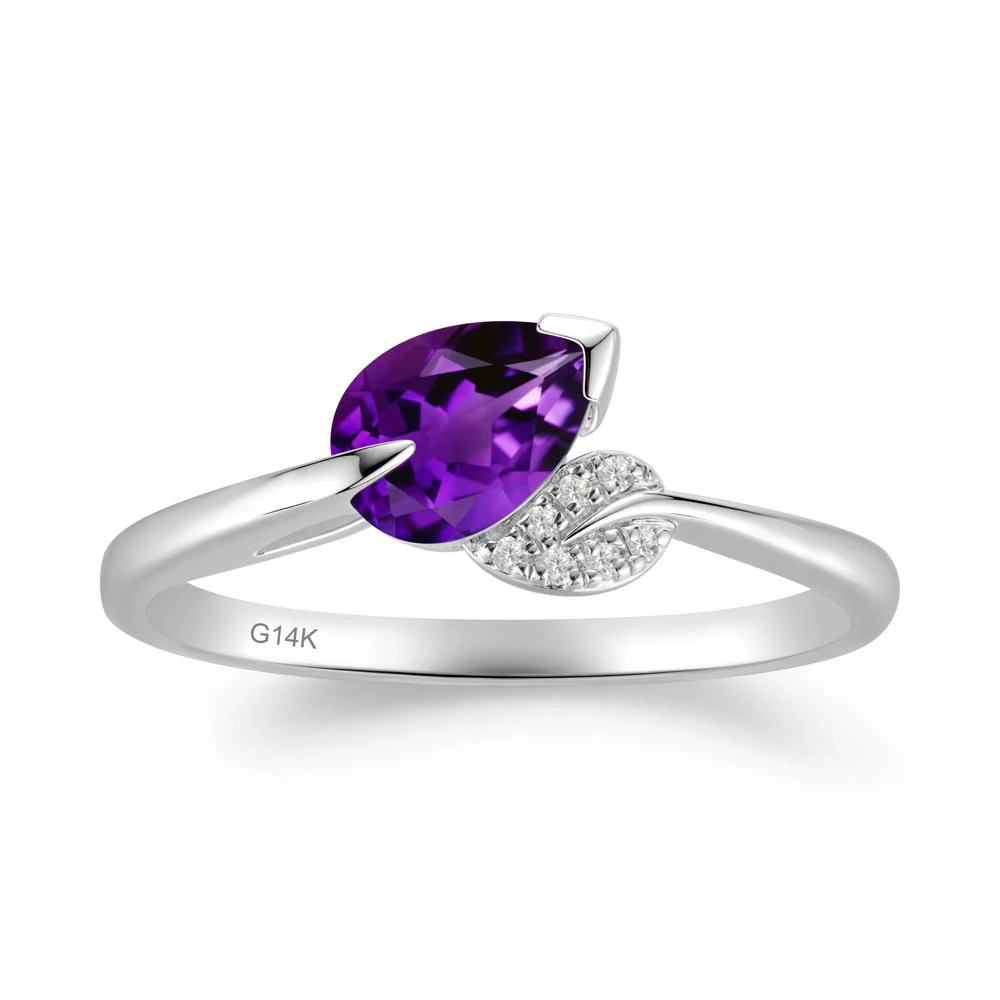 Unique Bypass Leaf Amethyst Ring - Image 6