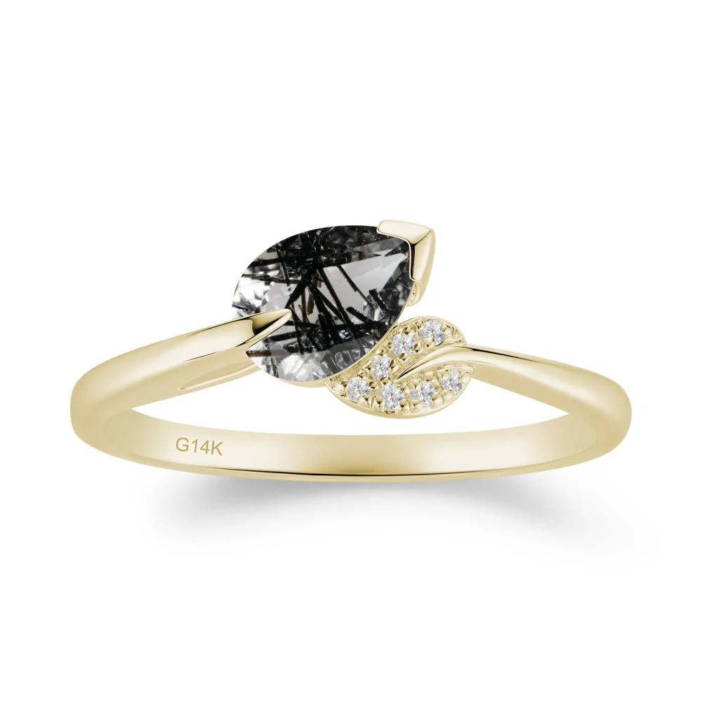 Unique Bypass Leaf Black Rutilated Quartz Ring - Image 8