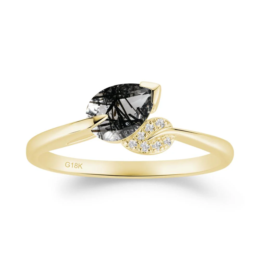 Unique Bypass Leaf Black Rutilated Quartz Ring - Image 9