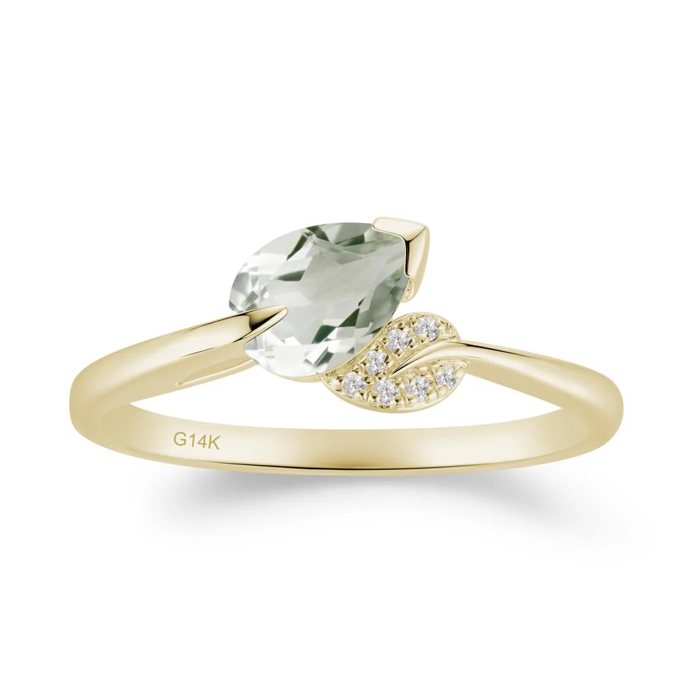 Unique Bypass Leaf Green Amethyst Ring - Image 4