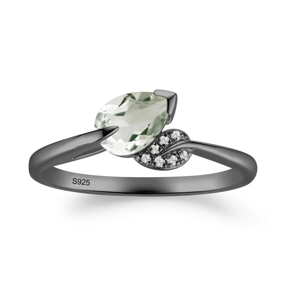Unique Bypass Leaf Green Amethyst Ring - Image 7