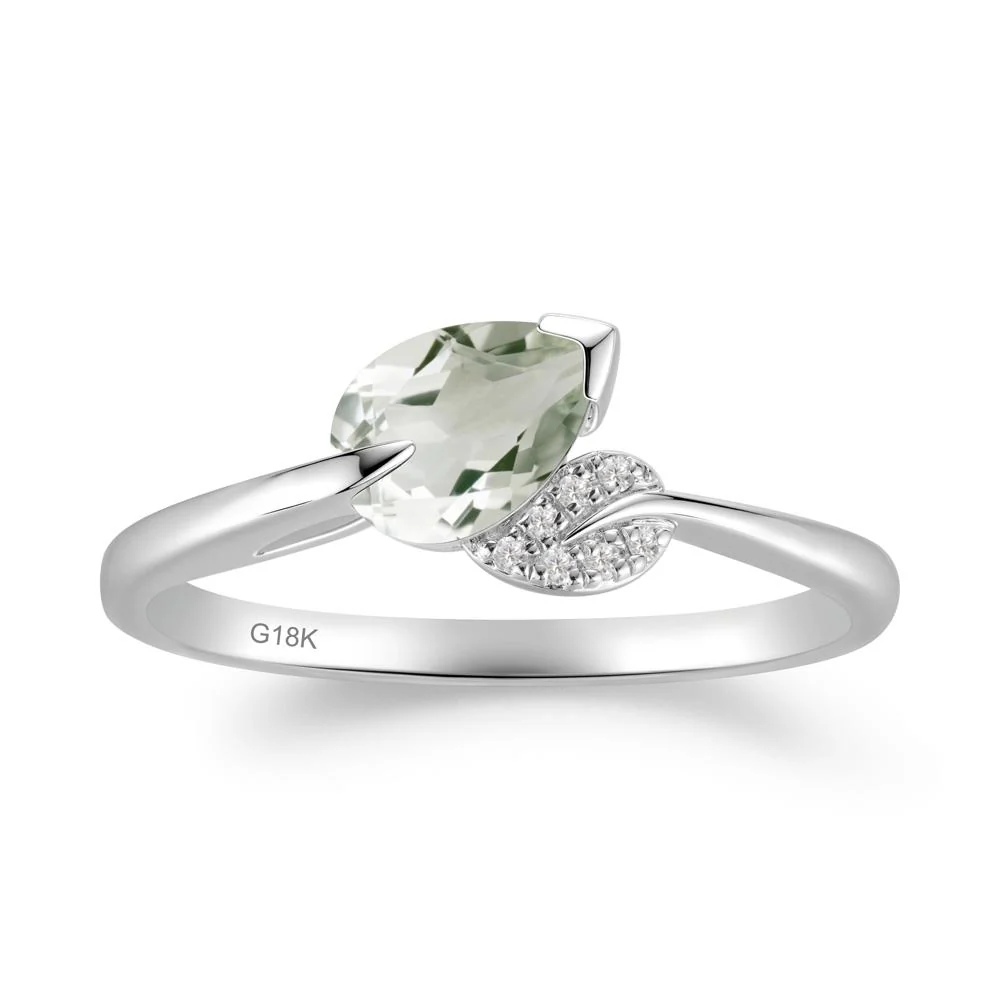 Unique Bypass Leaf Green Amethyst Ring - Image 9