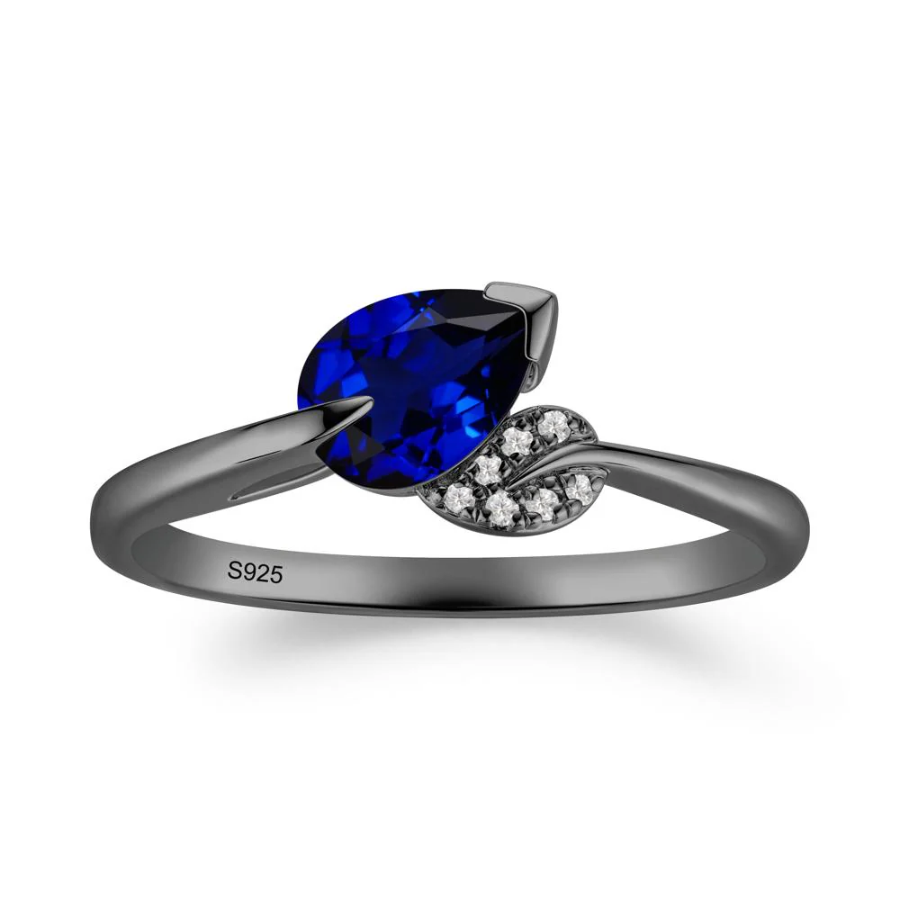 Unique Bypass Leaf Sapphire Ring - Image 4