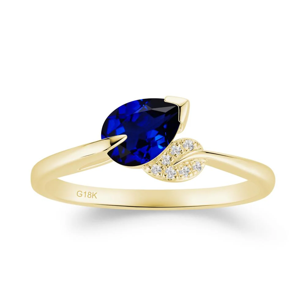 Unique Bypass Leaf Sapphire Ring - Image 7