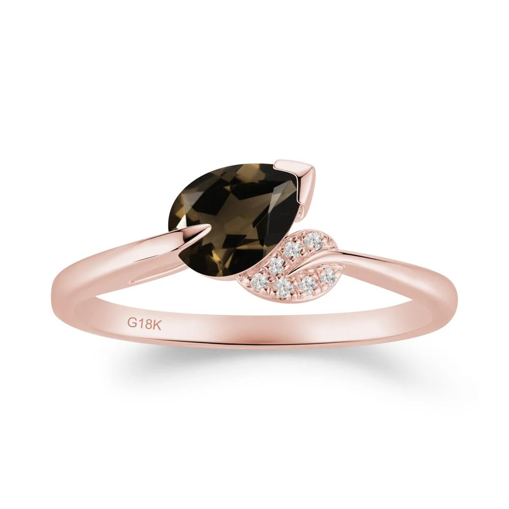 Unique Bypass Leaf Smoky Quartz Ring - Image 8