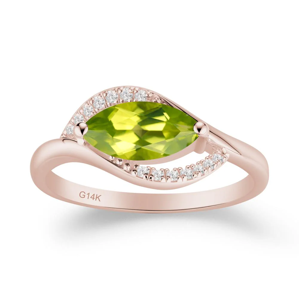 Unique Bypass Peridot Engagement Ring