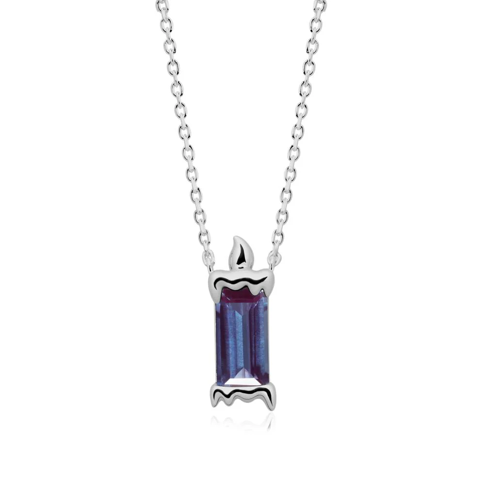 Unique Candle Design Alexandrite Pendant Necklace - Image 8