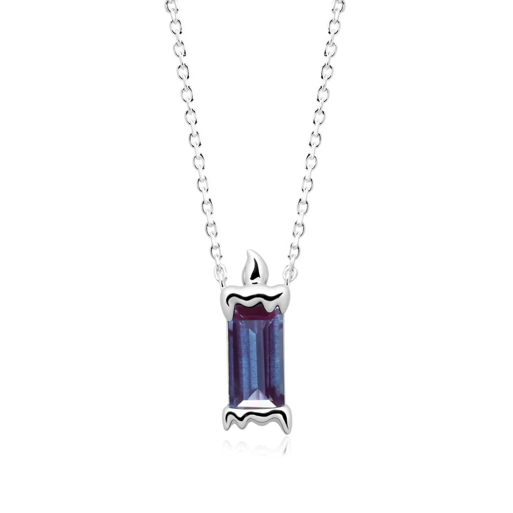Unique Candle Design Alexandrite Pendant Necklace - Image 9