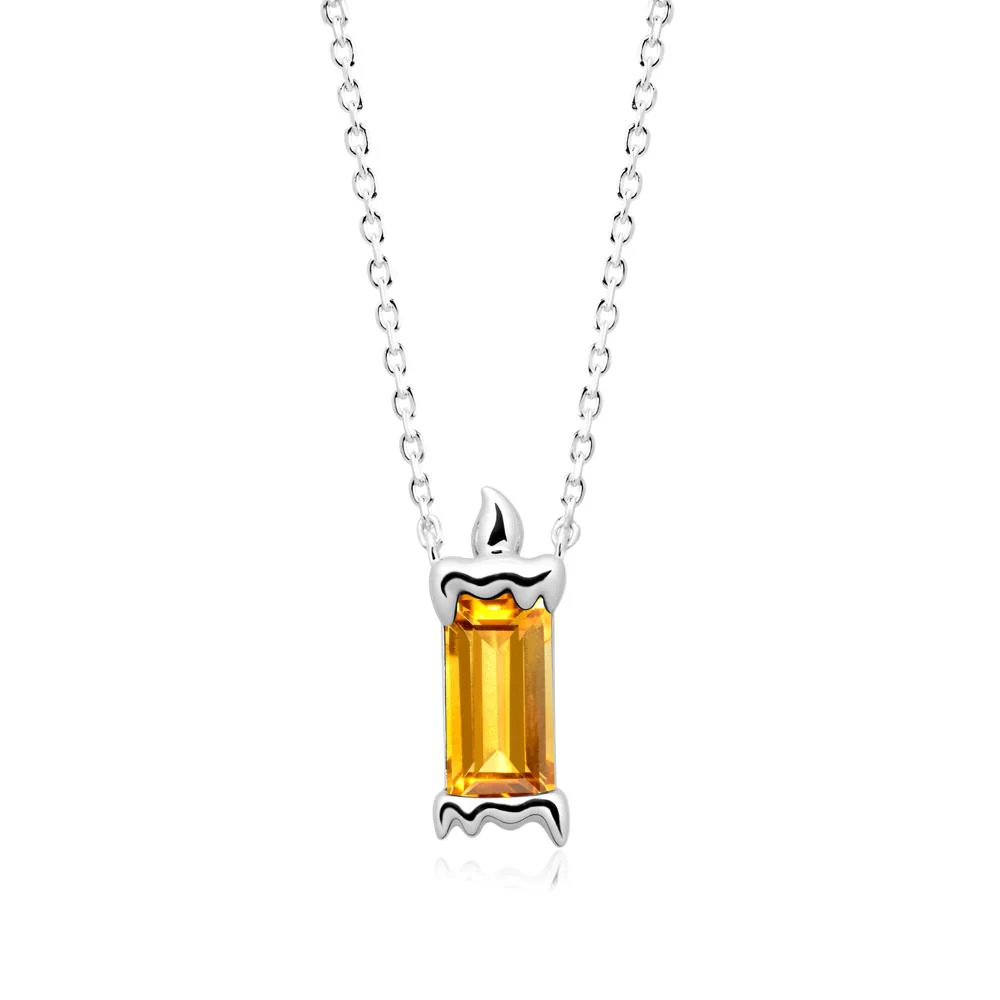 Unique Candle Design Citrine Pendant Necklace