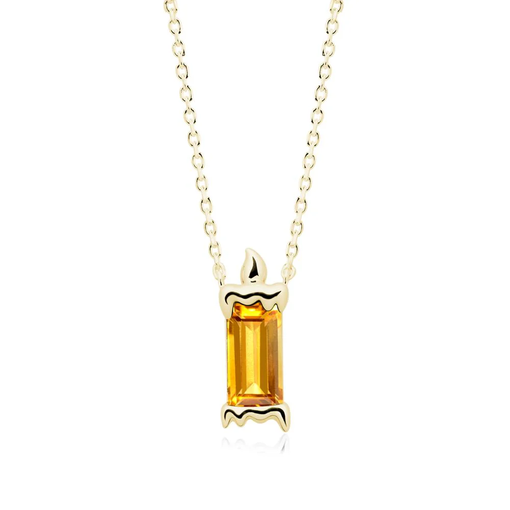Unique Candle Design Citrine Pendant Necklace - Image 6