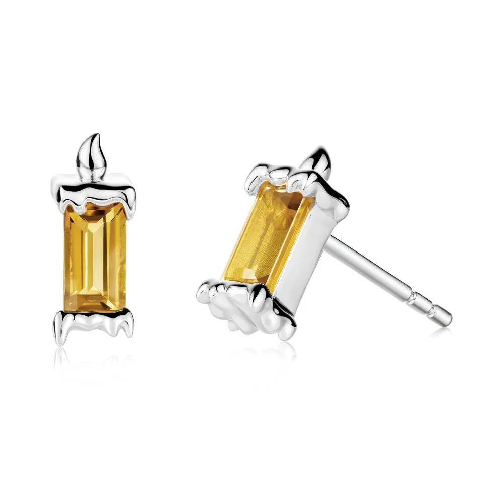 Unique Candle Design Citrine Stud Earrings - Image 3