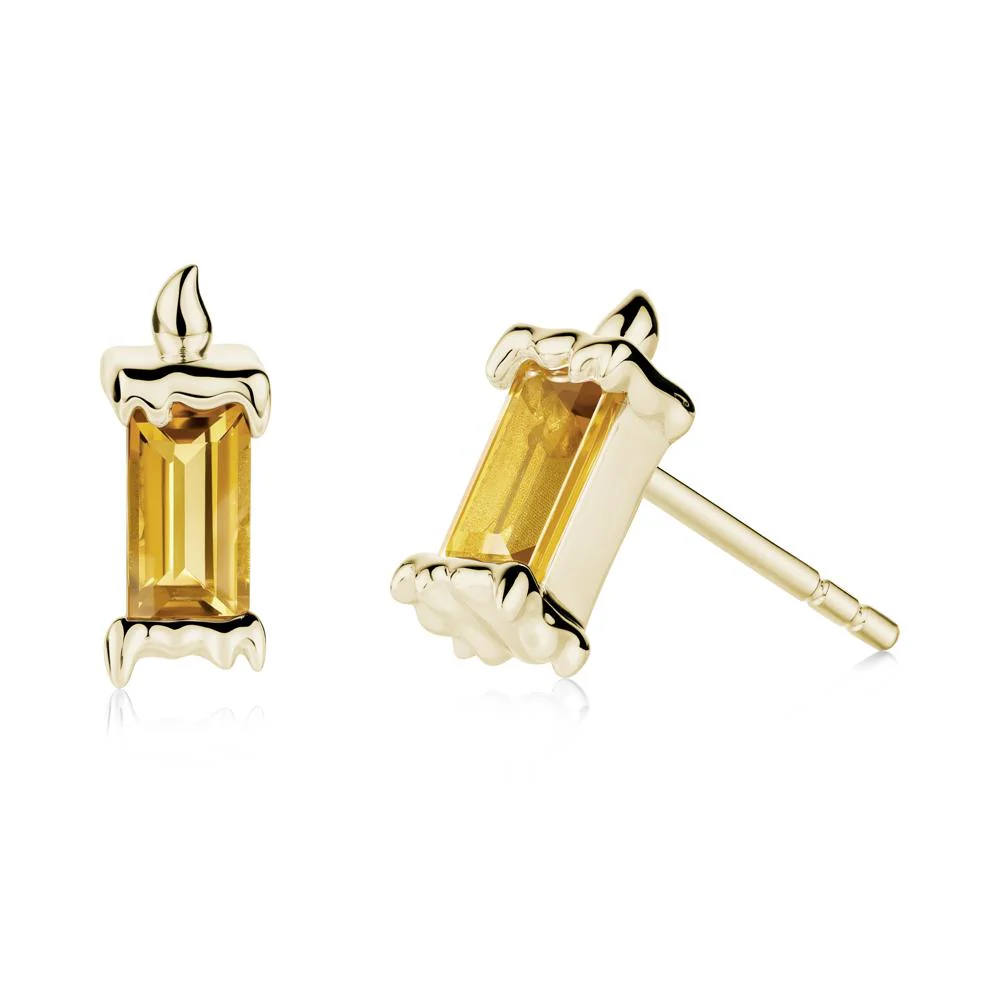 Unique Candle Design Citrine Stud Earrings - Image 4