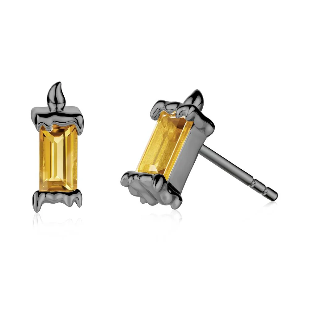 Unique Candle Design Citrine Stud Earrings - Image 5