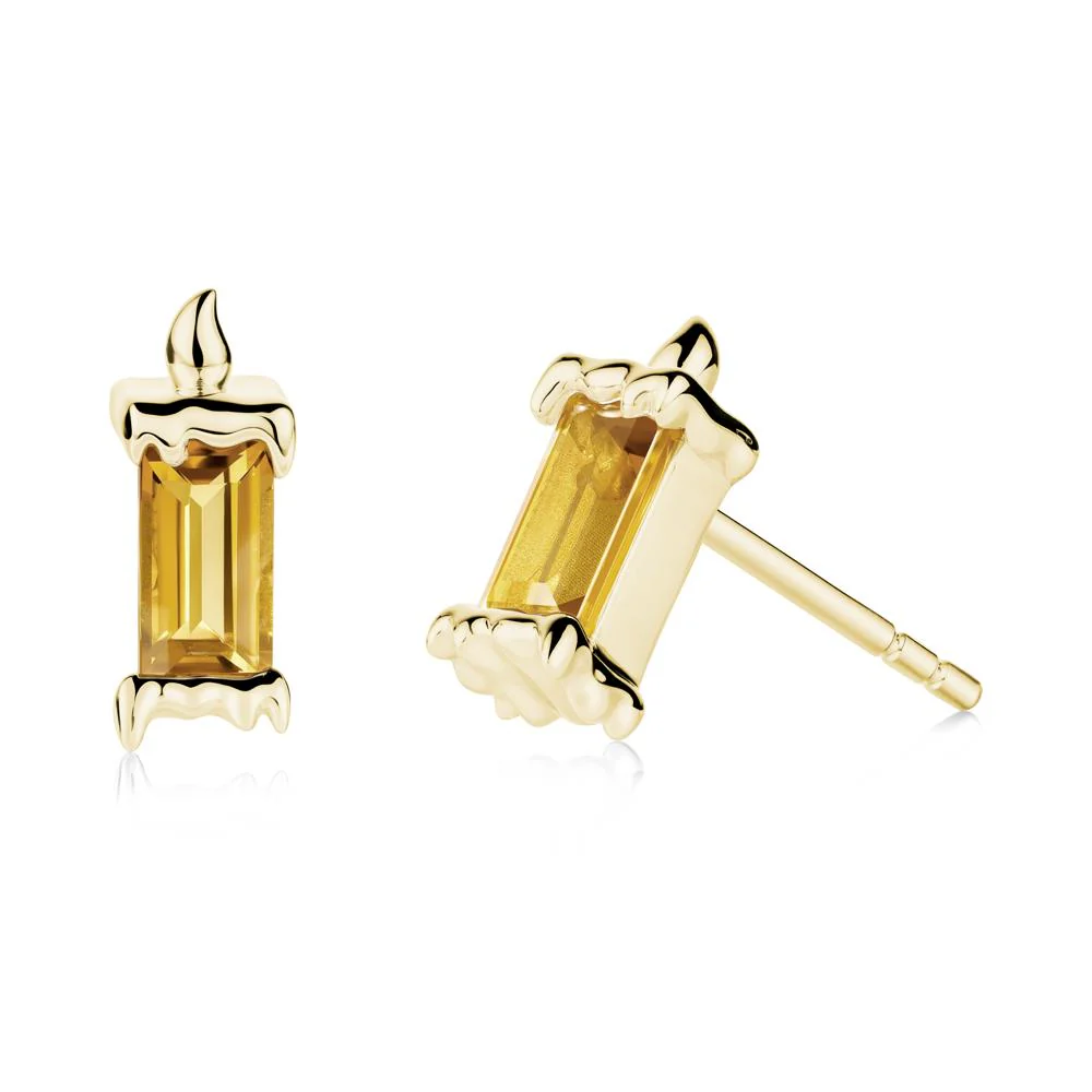 Unique Candle Design Citrine Stud Earrings - Image 6