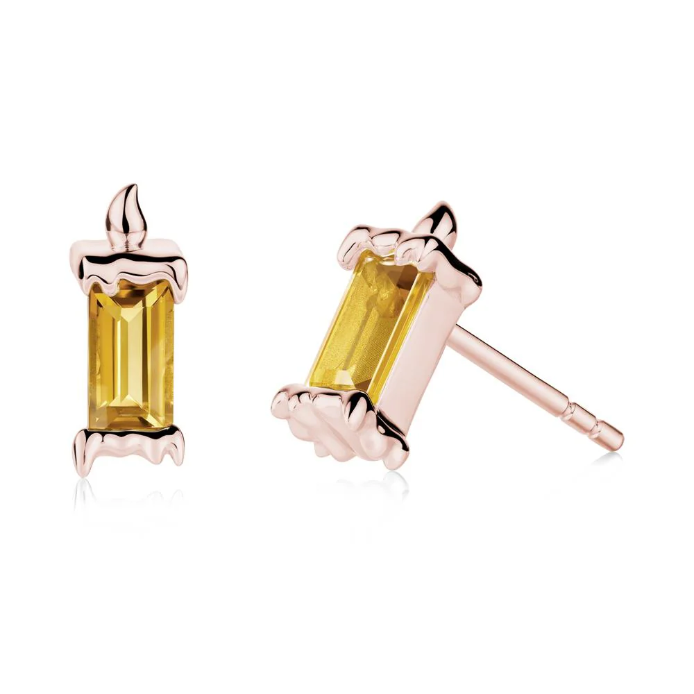 Unique Candle Design Citrine Stud Earrings - Image 7