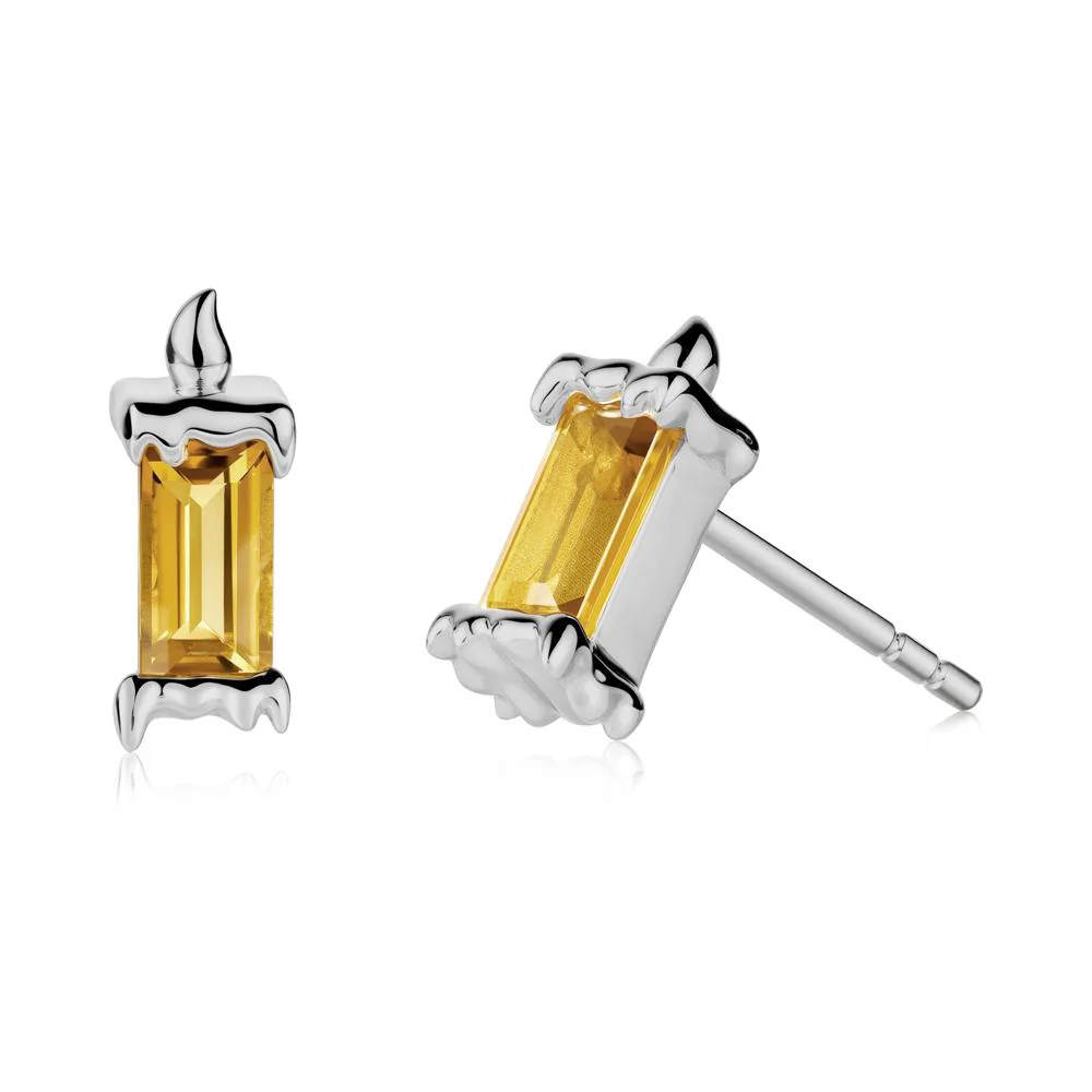 Unique Candle Design Citrine Stud Earrings - Image 8