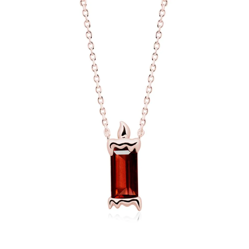 Unique Candle Design Garnet Pendant Necklace - Image 4