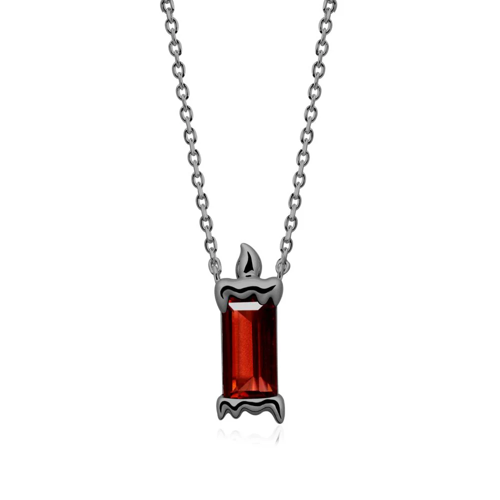 Unique Candle Design Garnet Pendant Necklace - Image 7