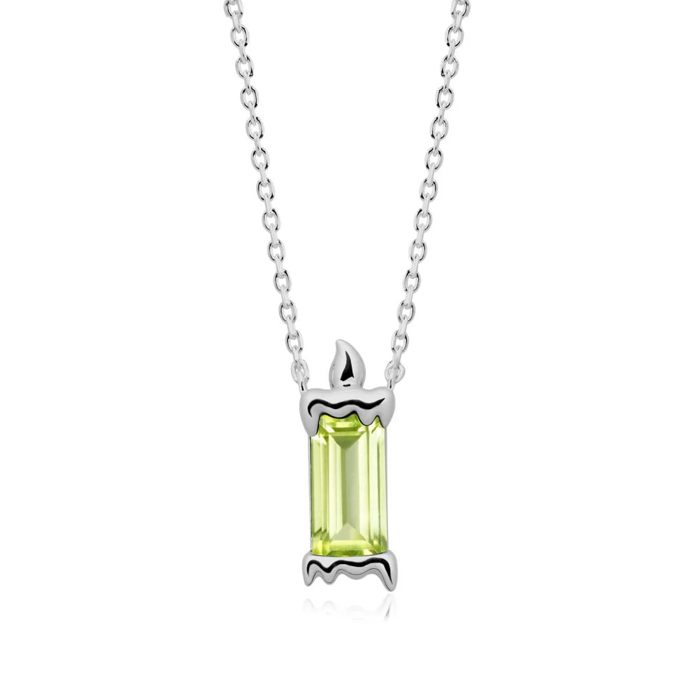Unique Candle Design Peridot Pendant Necklace