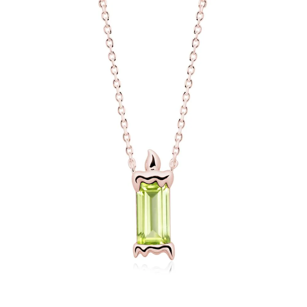 Unique Candle Design Peridot Pendant Necklace - Image 5