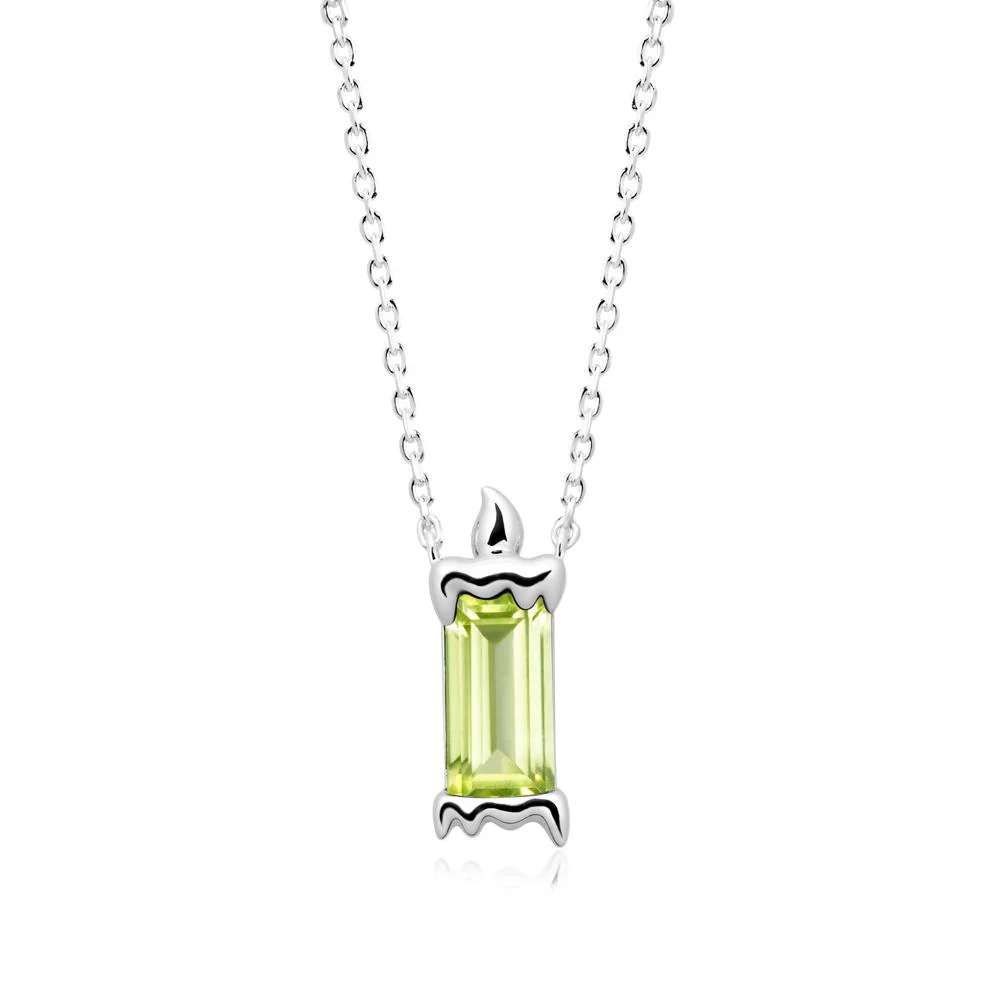 Unique Candle Design Peridot Pendant Necklace - Image 6