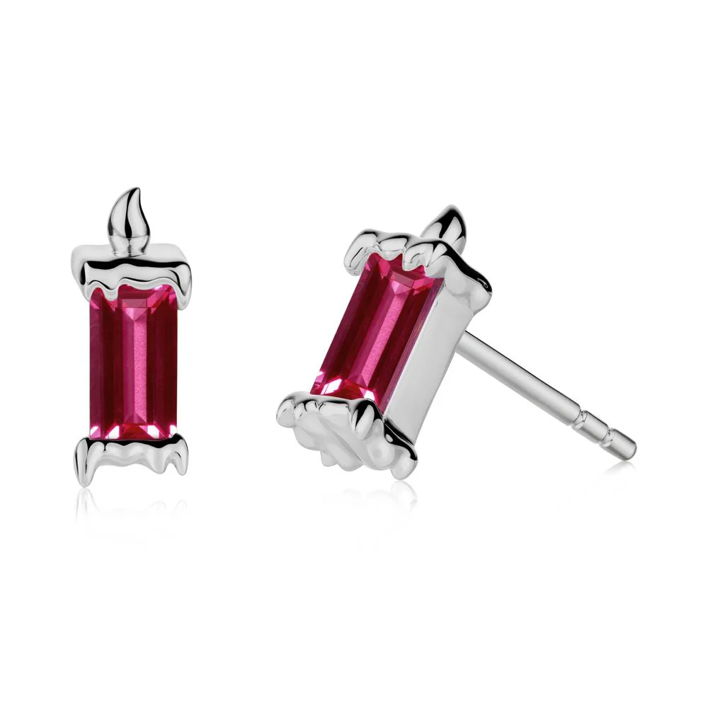 Unique Candle Design Ruby Stud Earrings - Image 7