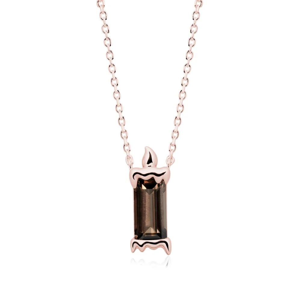 Unique Candle Design Smoky Quartz Pendant Necklace - Image 4