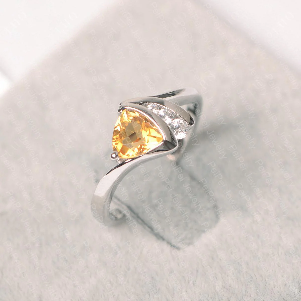 Citrine Trillion Cut Engagement Ring - Image 10