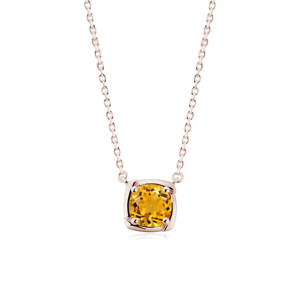 Unique Citrine Solitaire Pendant Necklace