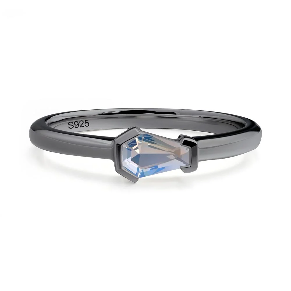 Unique Coffin Cut Moonstone Ring