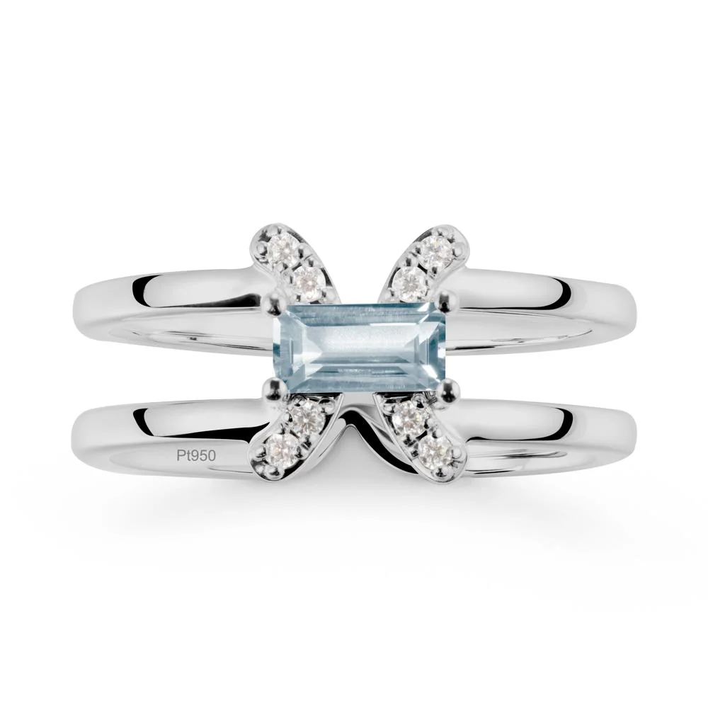 Unique Double Band Aquamarine Ring - Image 8