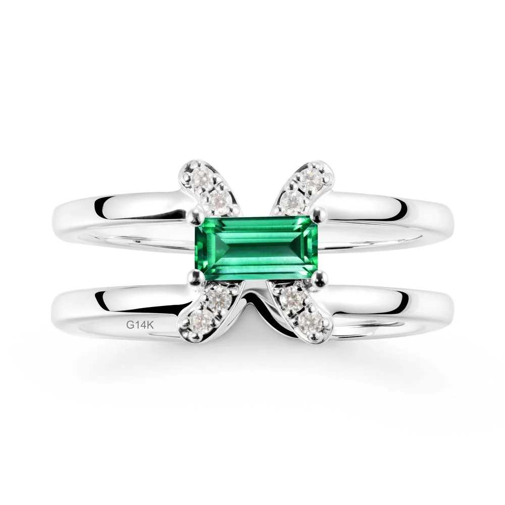 Unique Double Band Emerald Ring - Image 3