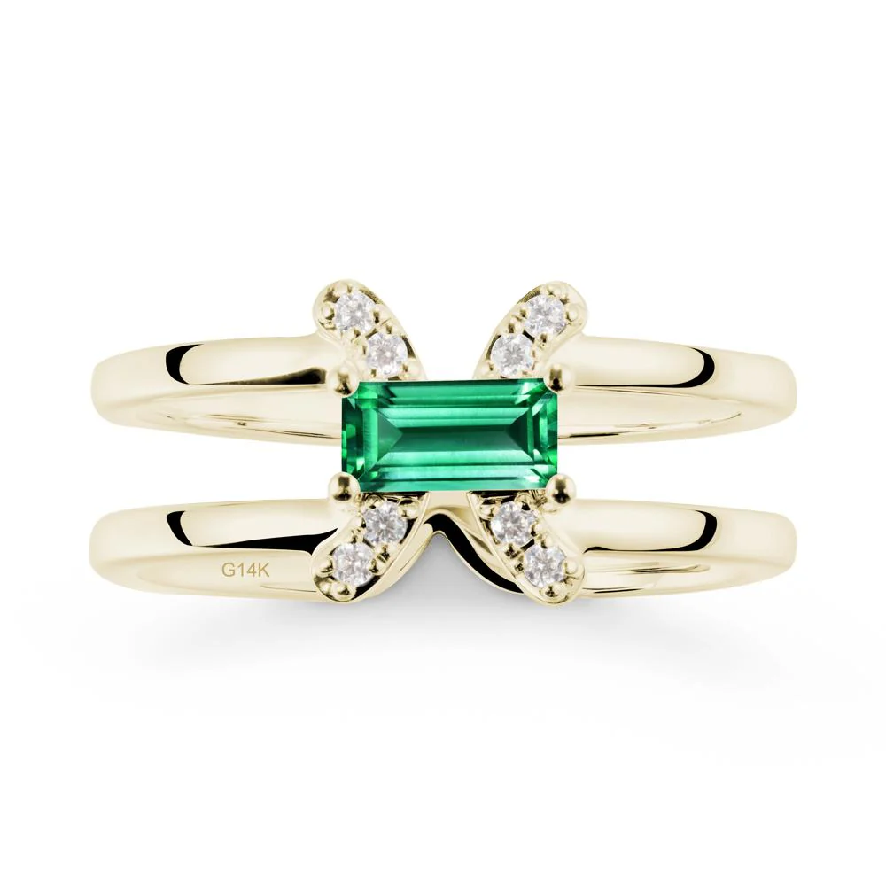 Unique Double Band Emerald Ring - Image 4