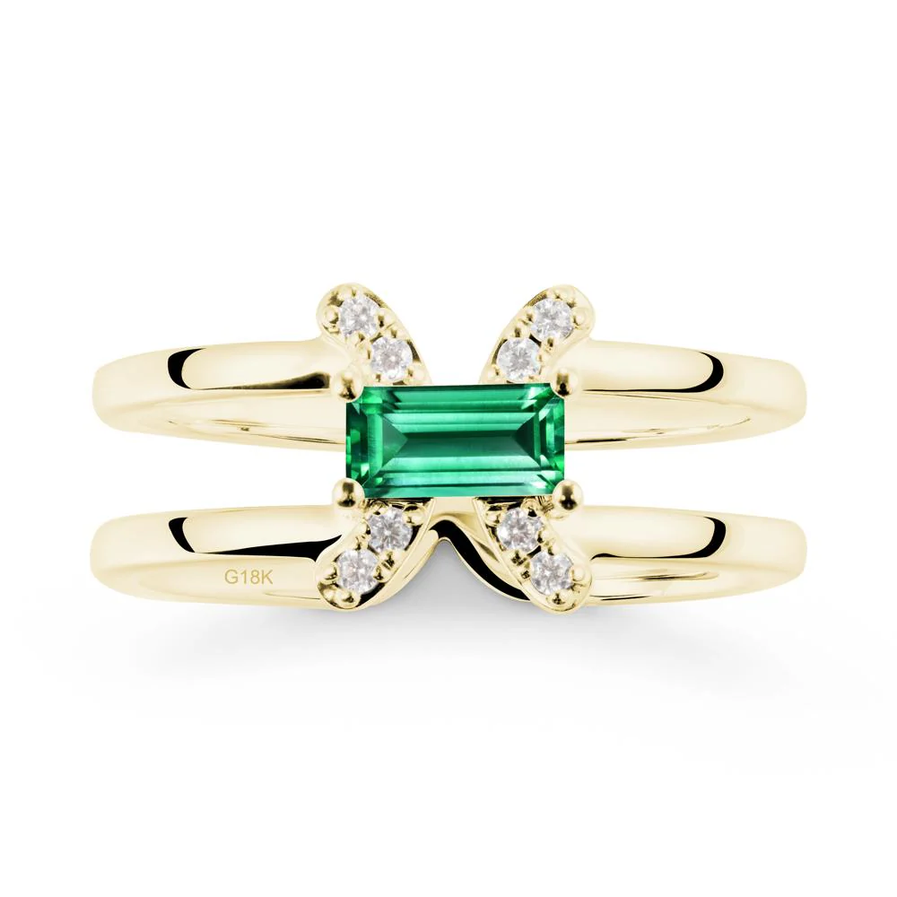 Unique Double Band Emerald Ring - Image 7