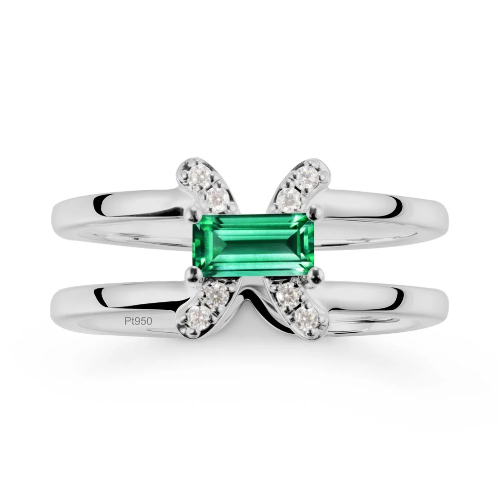 Unique Double Band Emerald Ring - Image 9