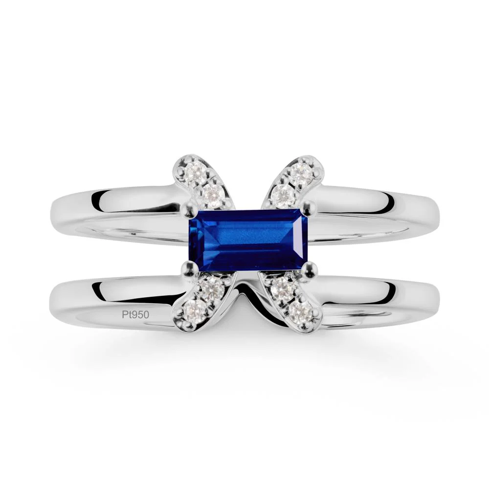 Unique Double Band Sapphire Ring