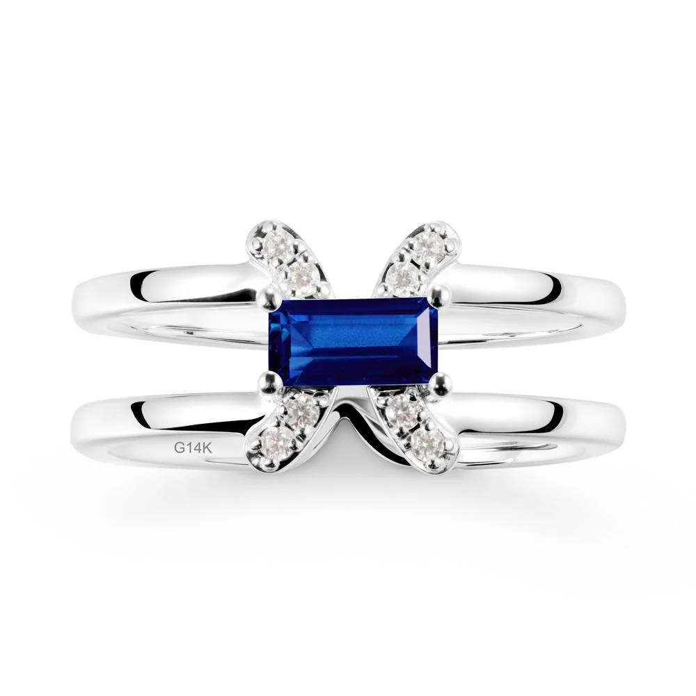 Unique Double Band Sapphire Ring - Image 3