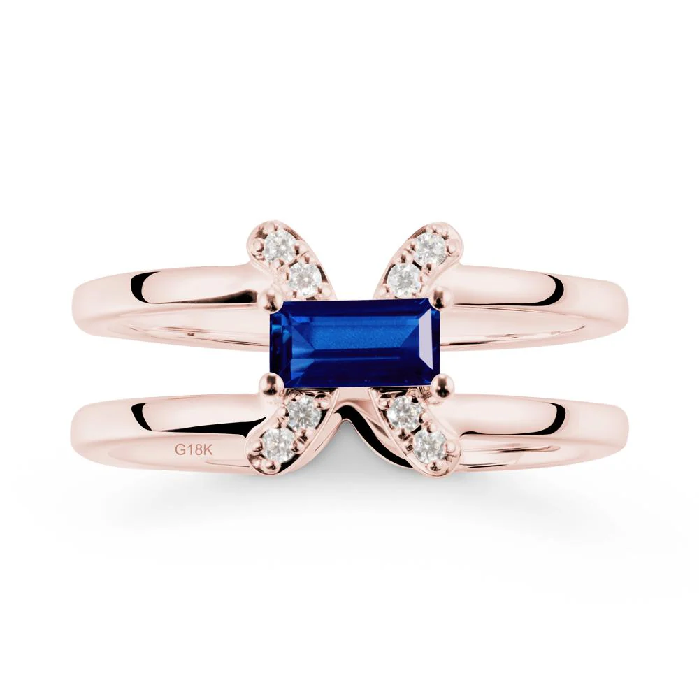 Unique Double Band Sapphire Ring - Image 5