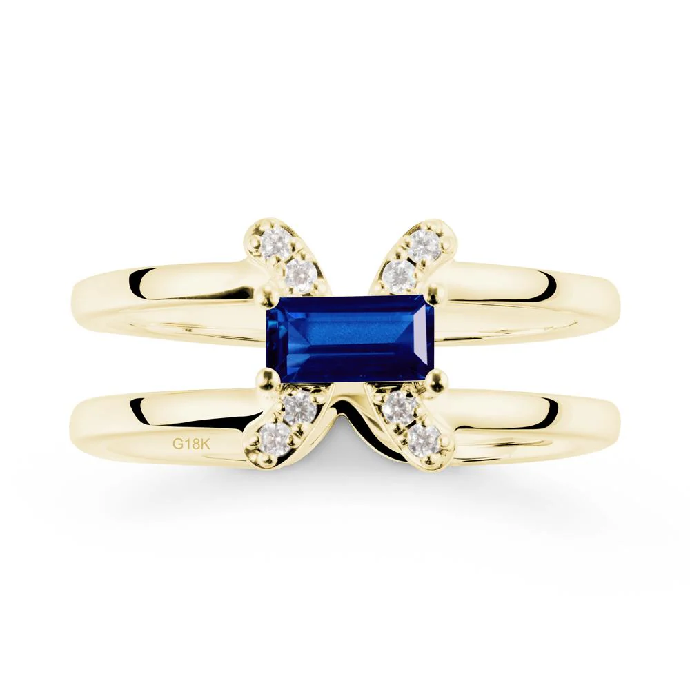 Unique Double Band Sapphire Ring - Image 7