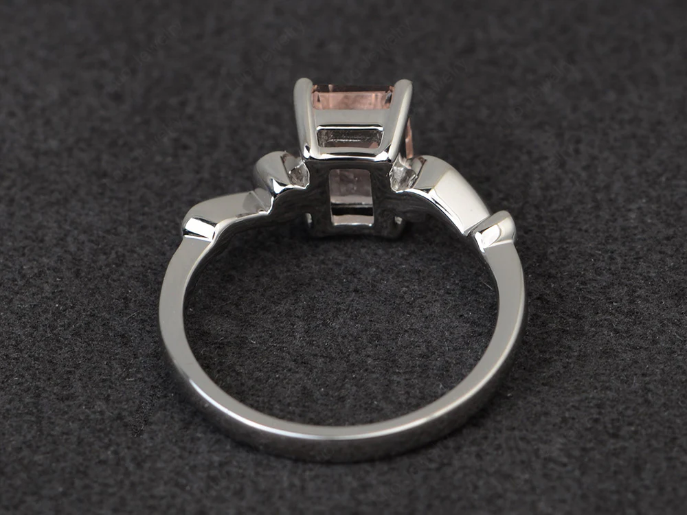 Emerald Cut Morganite Tilde Ring - Image 3