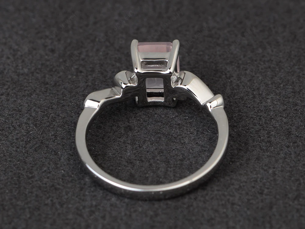 Emerald Cut Rose Quartz Tilde Ring - Image 3